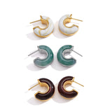 Multicolour Resin C-Shape Stud Earrings