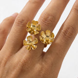 Metal Flower Adjustable Open Ring