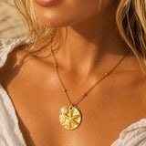 Hammered Coin & Starfish Necklace