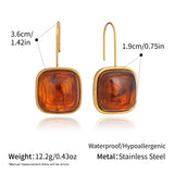 Square Resin Pendant Dangle Earrings