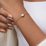 Heart & Round Zircon Charm Chain Bracelet