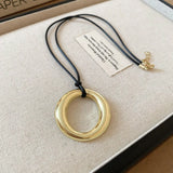 Horseshoe Pendant Leather Necklace
