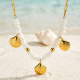 Gold Seashell Pendant Necklace