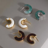 Multicolour Resin C-Shape Stud Earrings