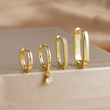 Geometric Gold Hoop Earring Set (4-Piece)