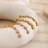 Round Zircon Long Chain Dangle Earrings