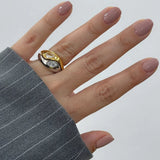 Two-Tone Waterdrop Zircon Stackable Ring
