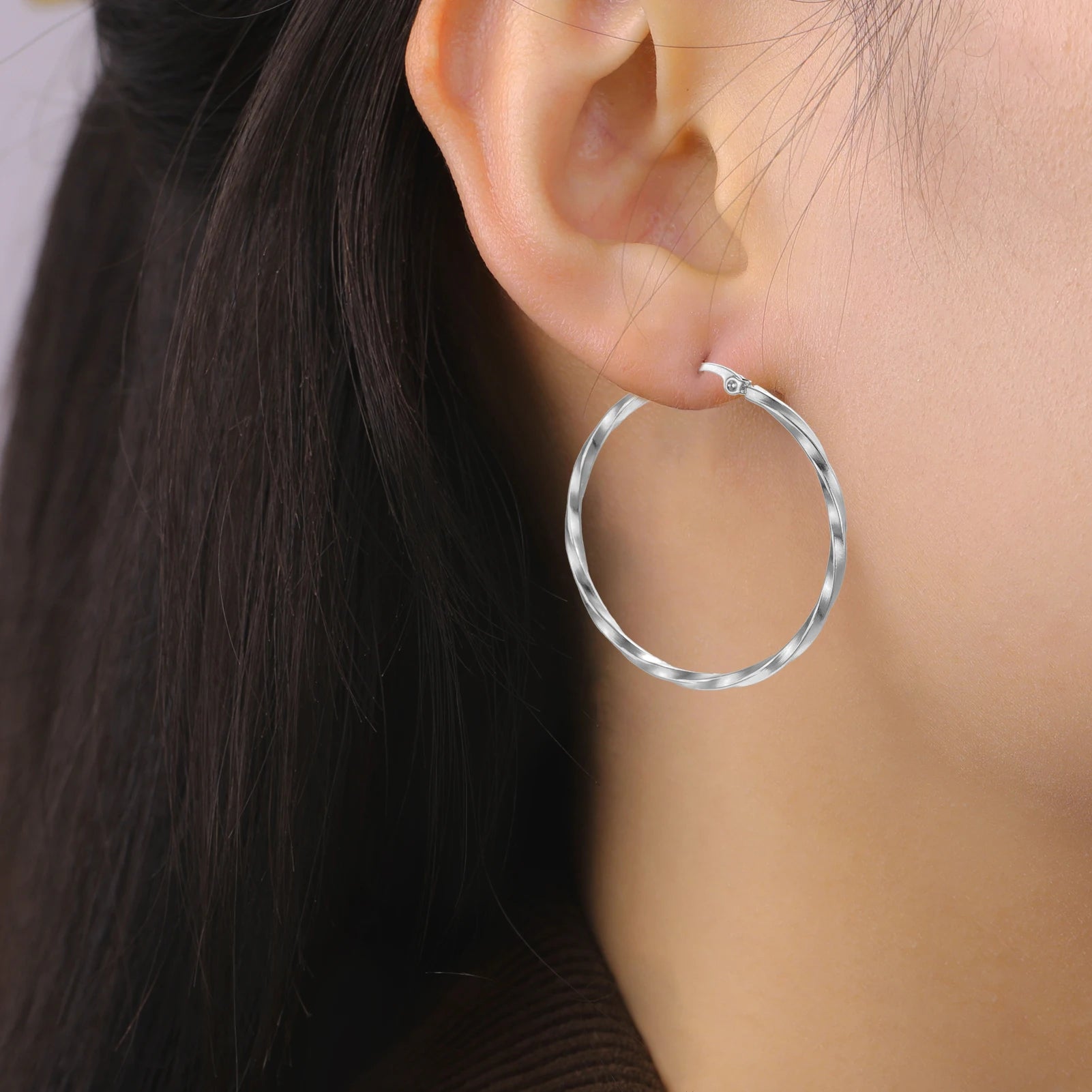 Gold-Plated Geometric Hoop Earring