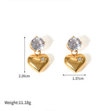 Love Heart PVD Gold Drop Earrings