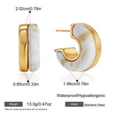 Multicolour Resin C-Shape Stud Earrings