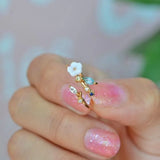 Magnolia Flower Crystal Ring