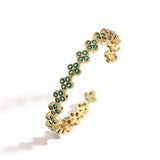 Gold Zirconia Flower Cuff Bracelet