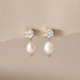 Imitation Pearl & CZ Zircon Stud Earrings