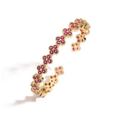 Gold Zirconia Flower Cuff Bracelet
