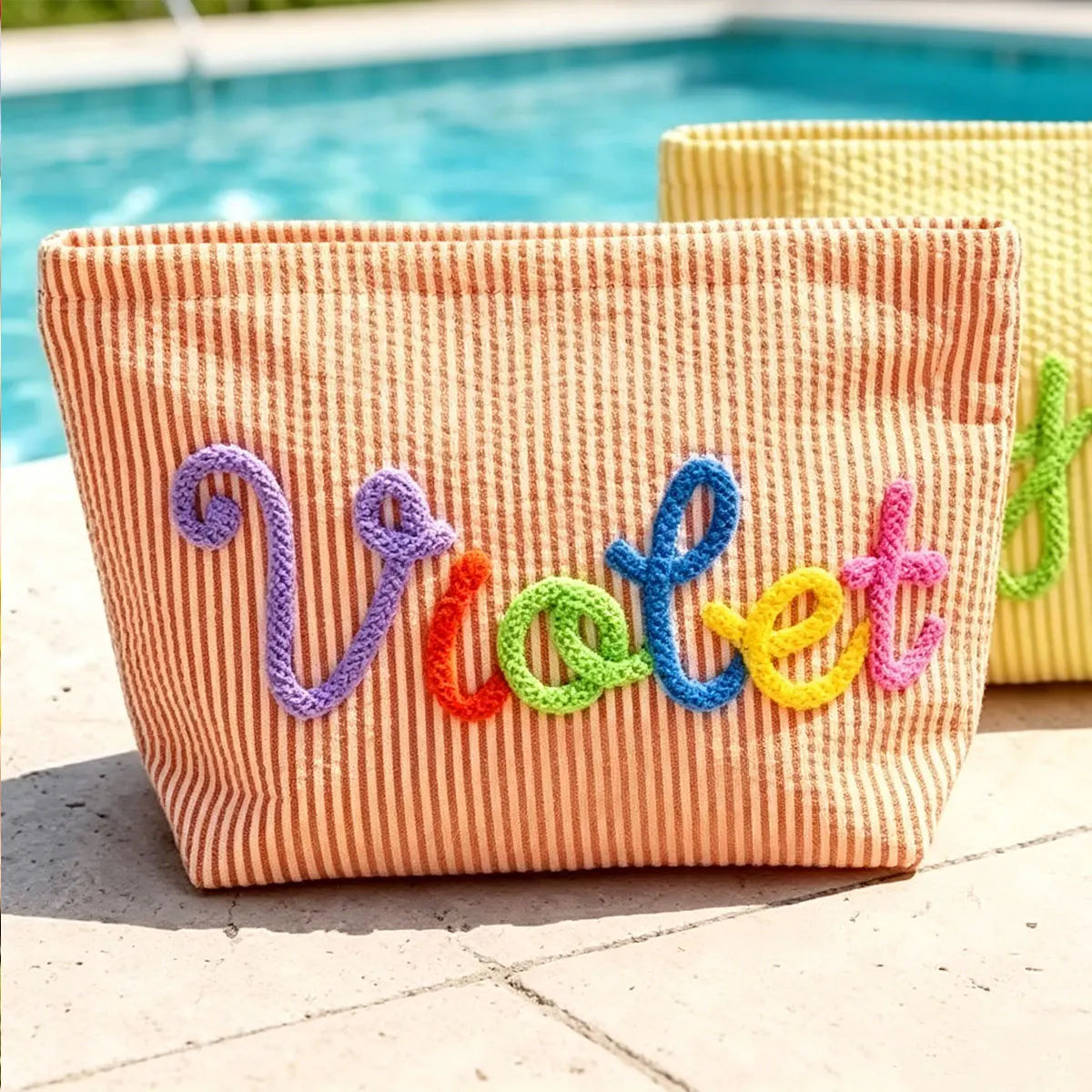 Personalized Seersucker Makeup & Travel Pouch