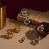 Two-Tone Knot Twist Stud Earrings