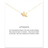 Whispers Card Necklace Origami Crane Pendant