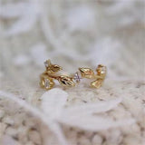 Zirconia Leaf Branch Ring