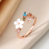 Magnolia Flower Crystal Ring