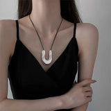 Horseshoe Pendant Leather Necklace