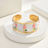 Enamel Tulip Cuff Bracelet
