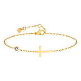 Birthstone CZ Cross Chain Bracelet