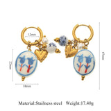 Round Ceramic Bead Hoop Earrings