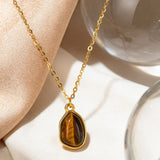 Tiger Eye Teardrop Pendant Necklace