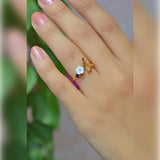 Magnolia Flower Crystal Ring
