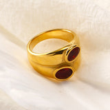 Waterproof Wide Double Layer Zircon Ring