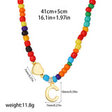 Beaded Initial Heart Pendant Necklace
