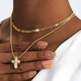 Bubble Cross Layered Necklace