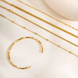 18K Gold Layered Chain & Cuff Bracelet Stack