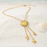 Turquoise Dolphin & Starfish Lariat Necklace