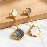 Abalone Hexagon Drop Earrings
