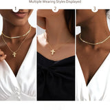 Bubble Cross Layered Necklace