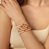 Freshwater Pearls with Gold Accent Five Wrap Bracelet