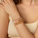 Natural Crystal with Rainbow Accent Five Wrap Bracelet