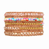 Natural Crystal with Rainbow Accent Five Wrap Bracelet
