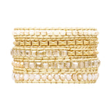 Gold and Natural Square Cut Crystals Five Wrap Bracelet