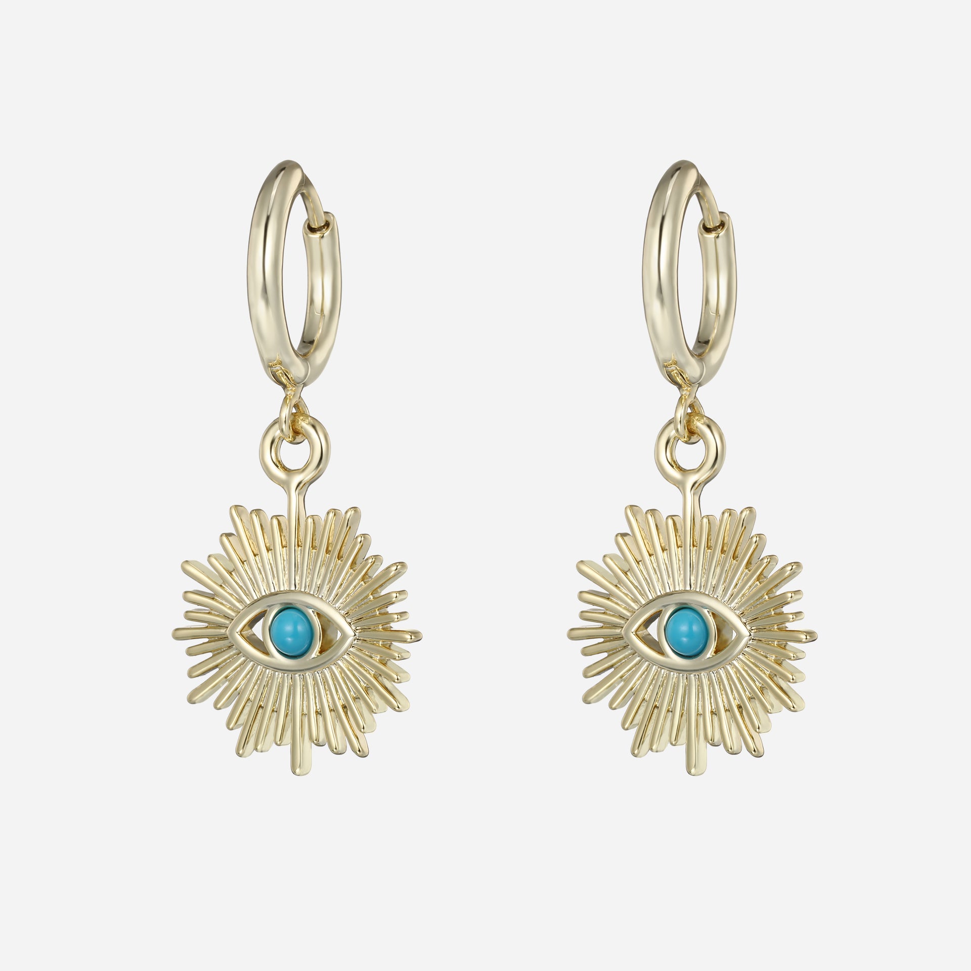  Greek Products : Greek Gold Jewelry : 14k Gold Post  Earrings w/ Evil Eye (6mm)
