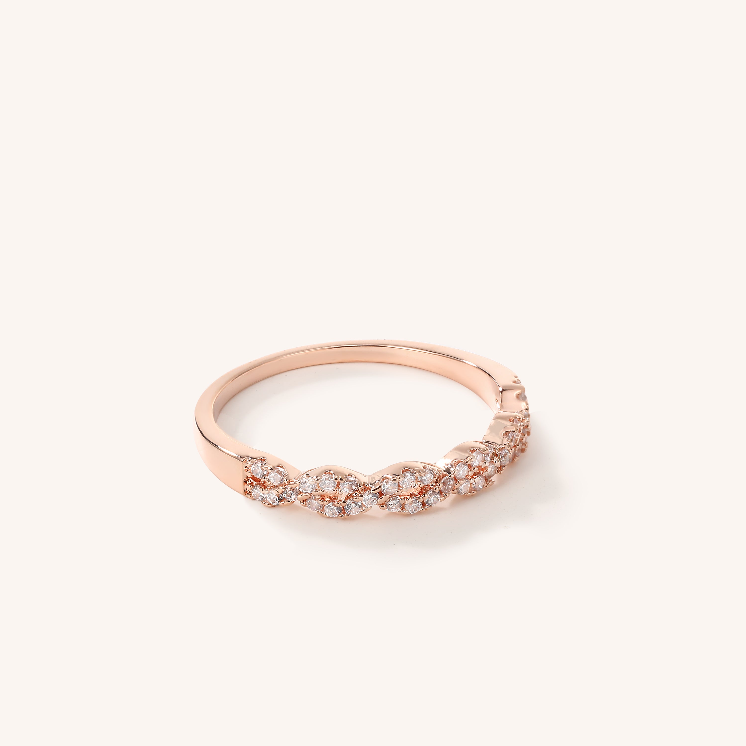 Infinity Crystal Twisted Ring 5 Rose Gold