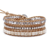 Emerald Cut Howlite Three Wrap Bracelet