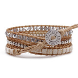 Emerald Cut Howlite Three Wrap Bracelet