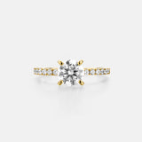 Alicia Moissanite Gold Vermeil Ring with Pavé Band