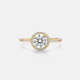 Sierra Round Cut Moissanite Gold Vermeil Ring with Halo